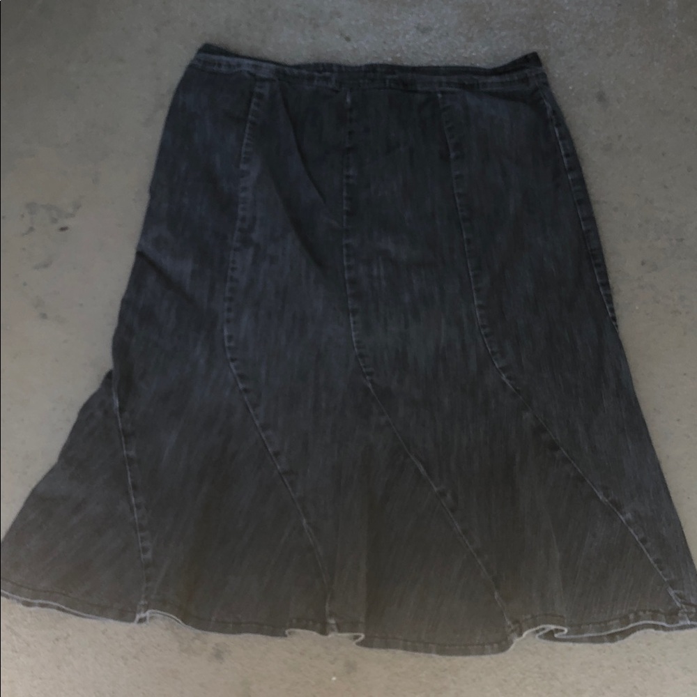 Women’s Maxi Denim Skirt - Washed Gray - Picture 7 of 10